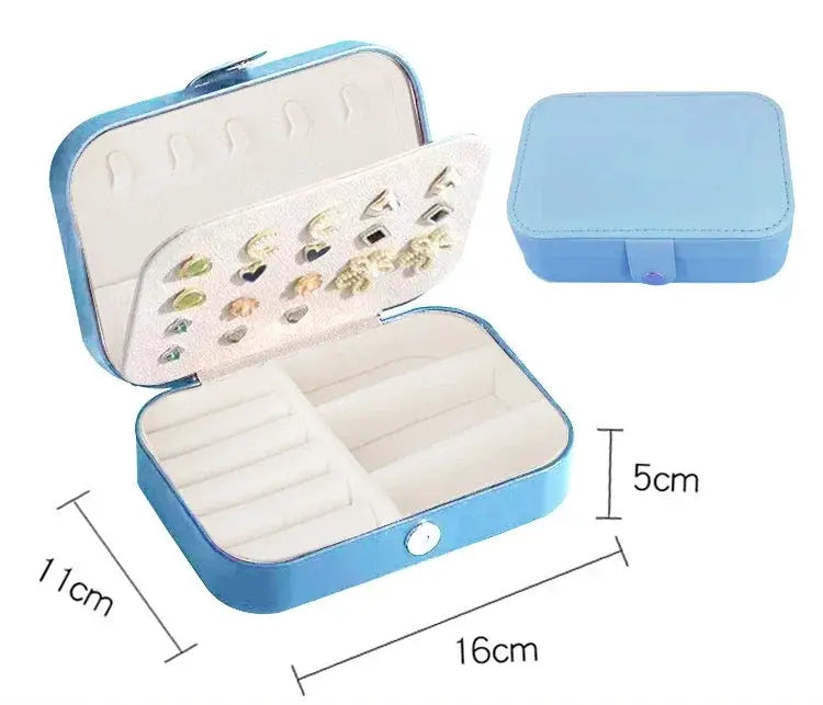 Portable Leather Jewelry Box Organizer Case Travel Storage Zipper Jewelry Display