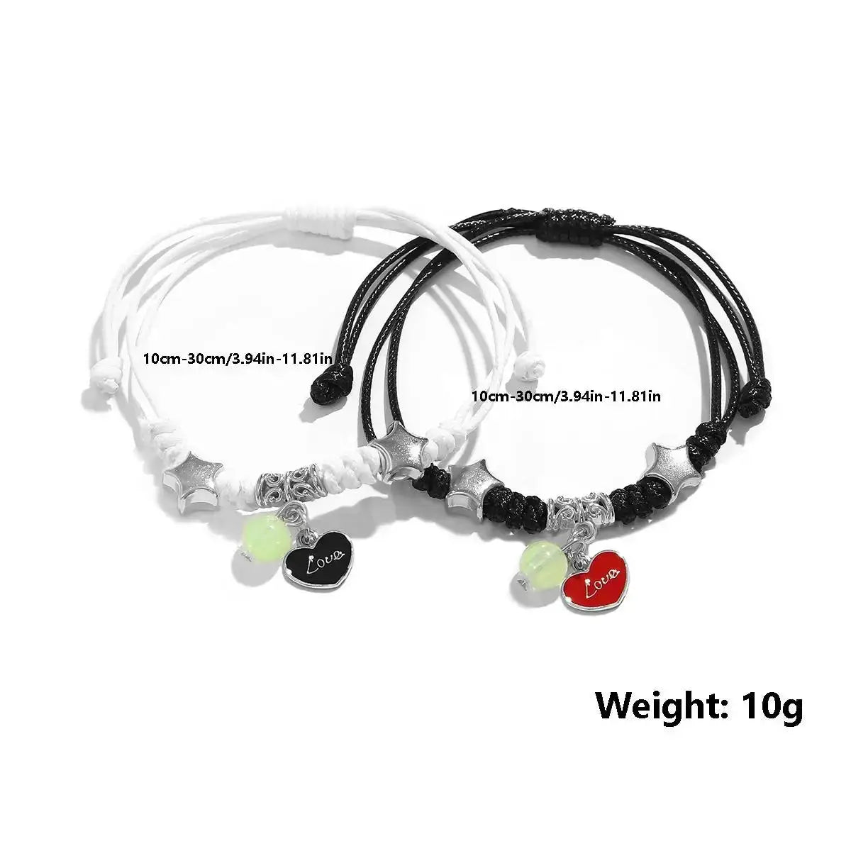 Two Piece Luminous Beads Star Couple Bracelets For Women And Men With Interchangeable Charms Matching Jewelry