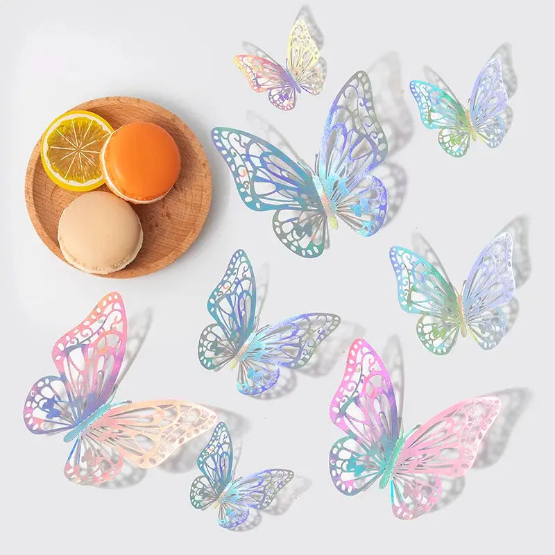 12 Piece Set 3D Hollow Butterfly Wall Stickers For Wedding Decor Children Room Living Room Kids Bedroom DIY