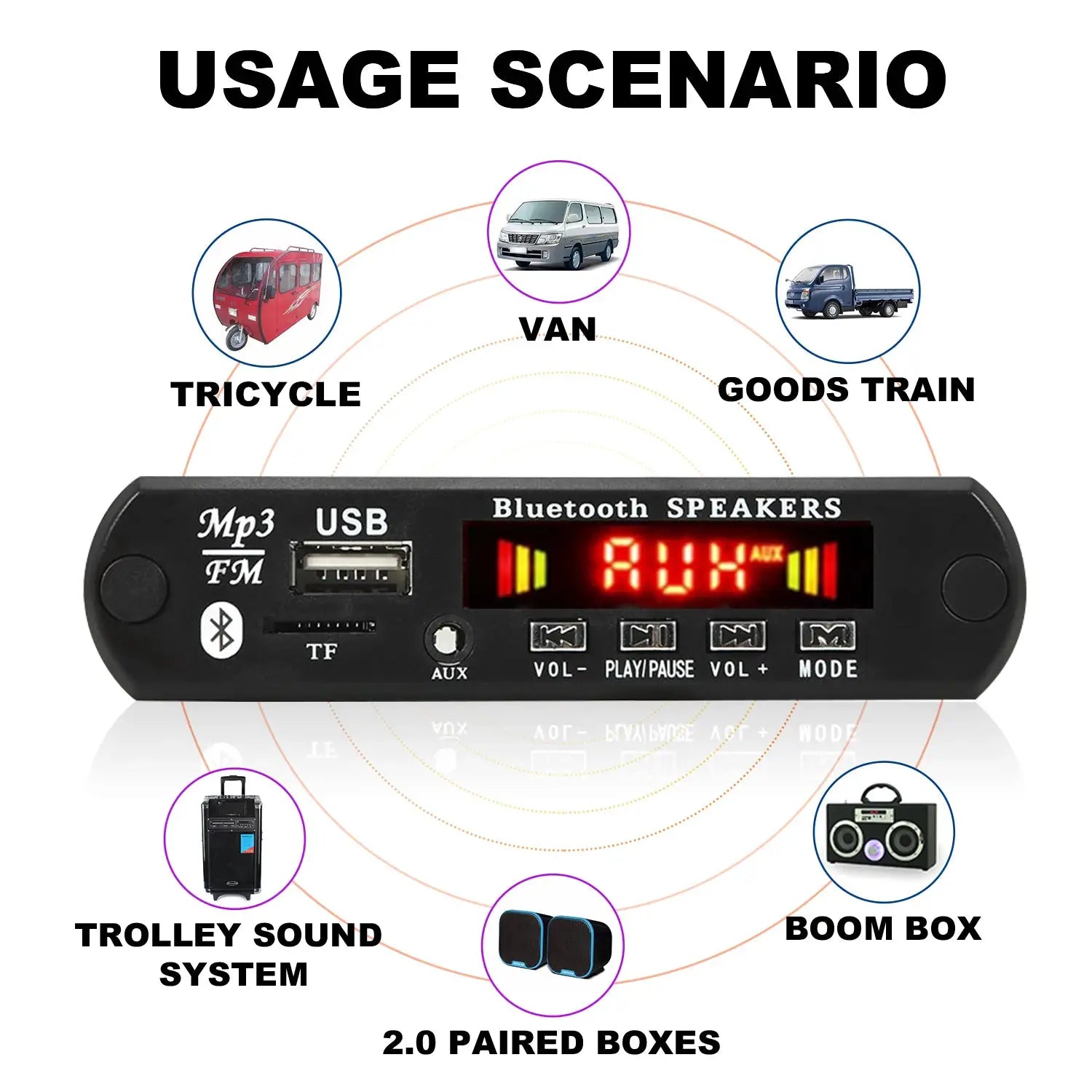60W 50W Bluetooth 5.0 Amplifier MP3 WAV Decoder Board DC 12V for DIY Car Audio USB FM TF Card Mic