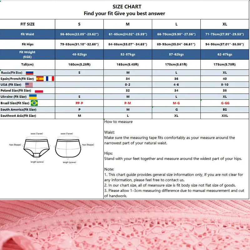 Pink lace women's briefs, single pair, close-up showcasing delicate fabric pattern.