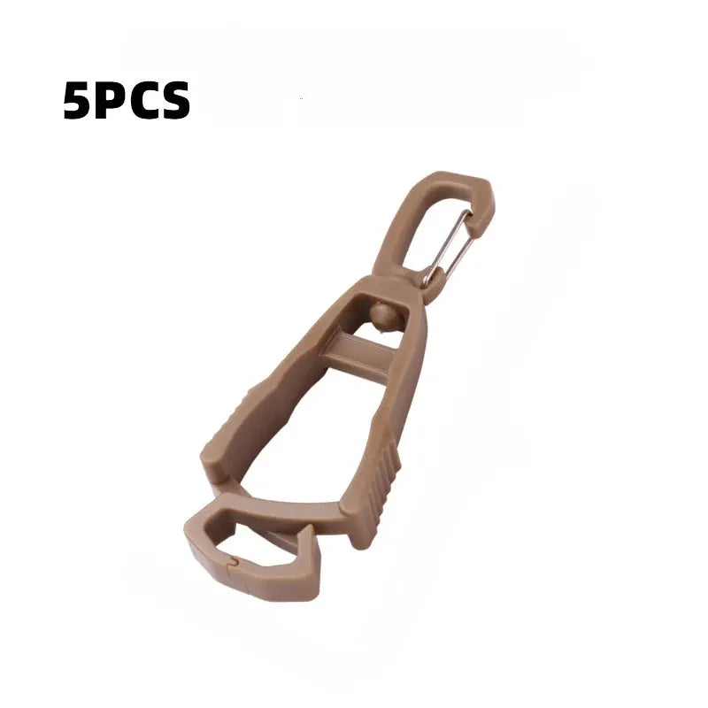 Simples Market brown plastic outdoor glove clip hanger, anti-drop belt clamp for work gloves, 5-pack