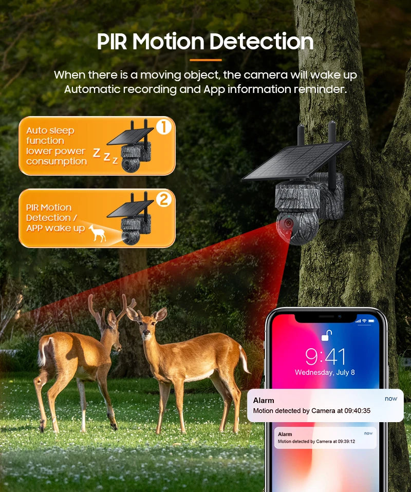 INQMEGA solar-powered wireless PTZ CCTV camera with solar panel and 4G SIM by Simples Market
