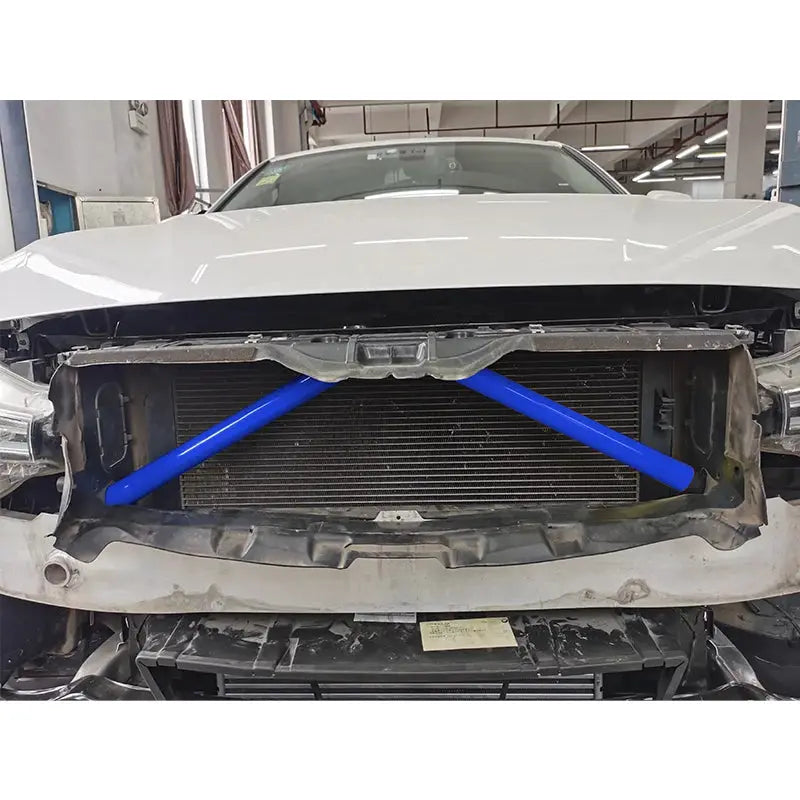2pc BMW front grille trim V-brace M Sport bar decoration with blue braces