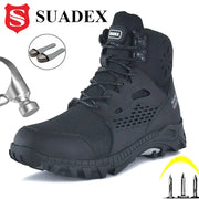SUADEX S1 safety boots, black steel-toe work shoes with slip-resistant sole