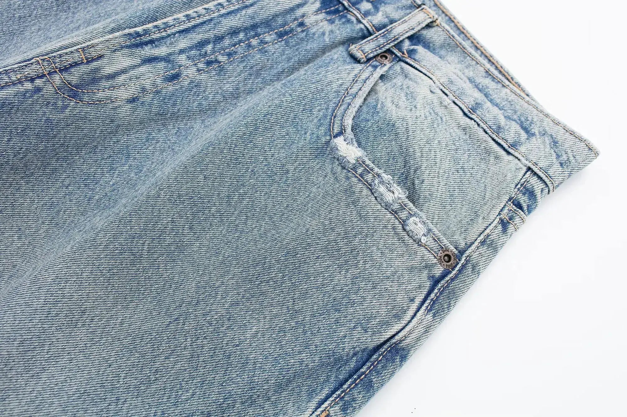 HH 2024 Womens Distressed Patchwork Denim Jeans High Waist Ripped