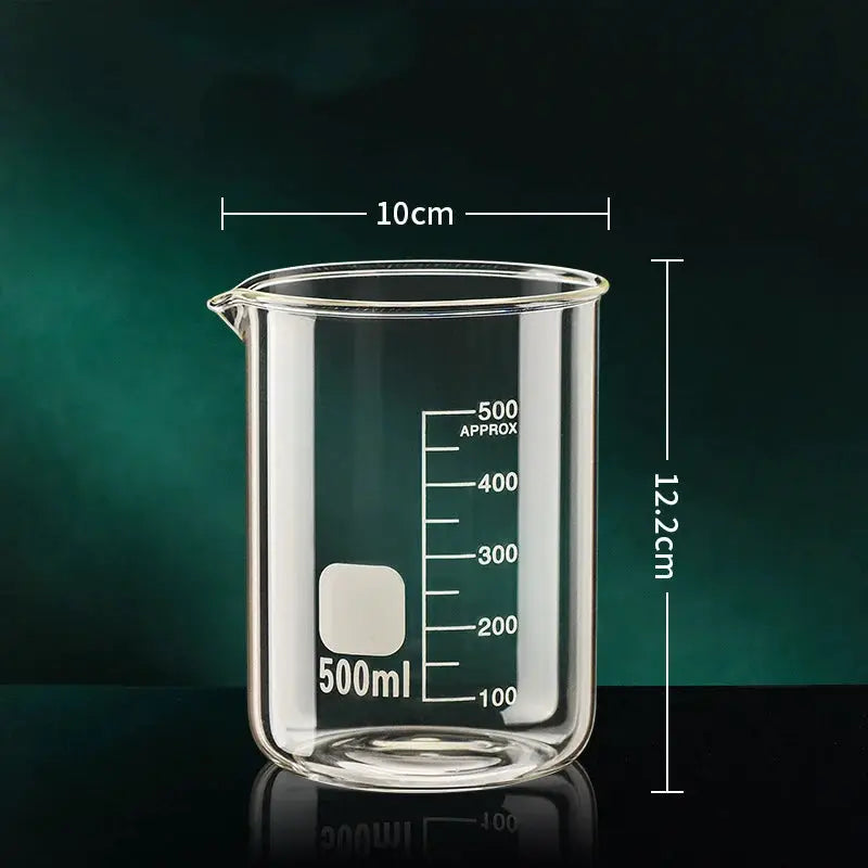High Borosilicate Glass Measuring Cup Beaker 50ml to 1000ml with Clear Etched Scale for Kitchen and Laboratory Baking