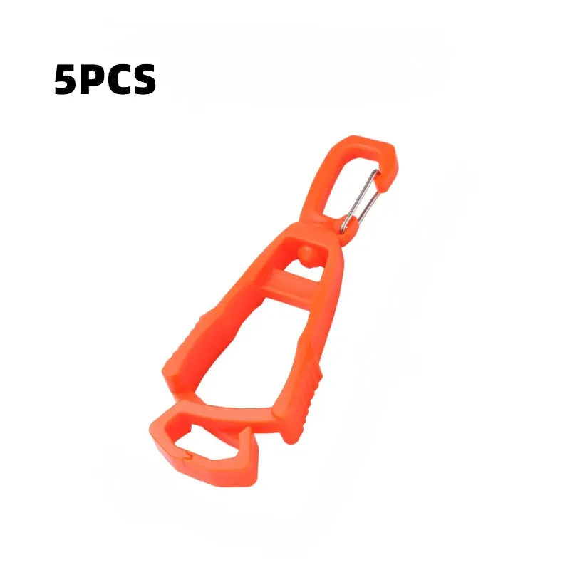 Orange glove clip hanger for safety work gloves, belt clamp, 5pcs