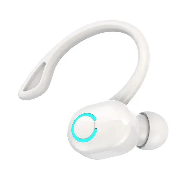 Bluetooth 5.2 wireless ear-hook earphone with mic, white