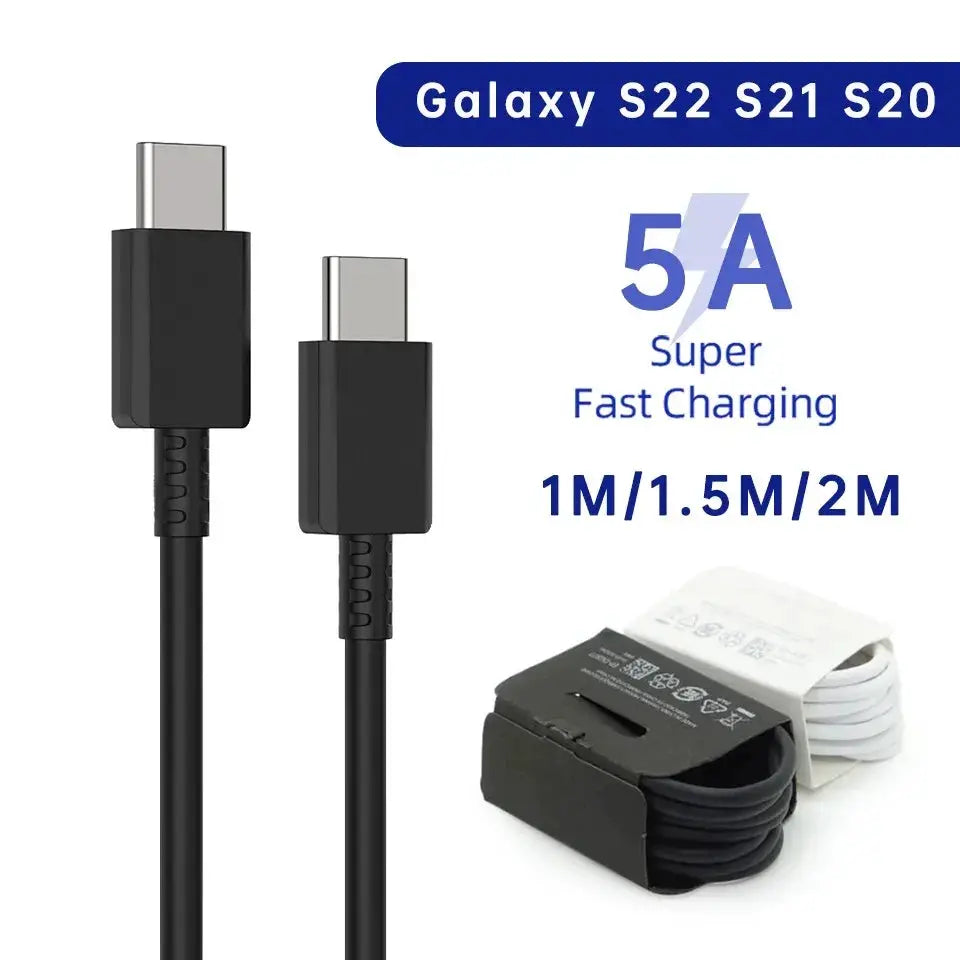 2-Pack PD 45W USB-C cables for Samsung Galaxy S20/S21/S22/S23 Ultra, Note 10, A53/A54, black by Simples Market