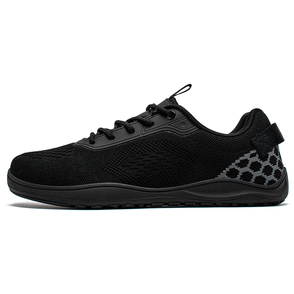 HOBIBEAR knit barefoot shoe, black unisex zero-drop sneaker with breathable upper