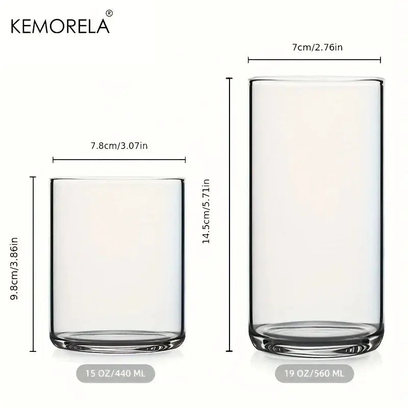 Borosilicate Glass Drinking Glass Set 4 Or 6 Pieces 15 Oz 19 Oz BPA Free Heat Resistant Dishwasher Safe