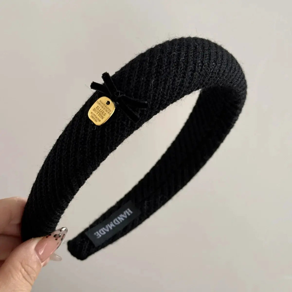 Gentle Brown Fabric Headband With Bow Featuring High Cranial Top And Cashmere Comfort For Daily Wear