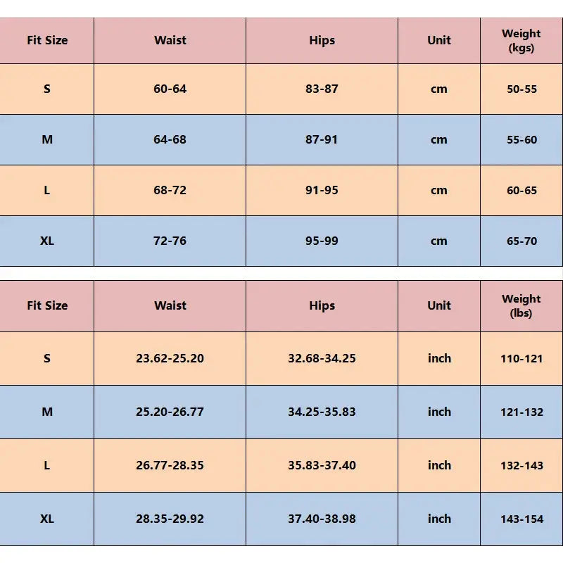 Simples Market 4Pcs ultra-thin seamless underwear size chart showing S–XL waist/hips in cm and inches.