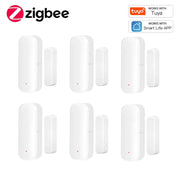 Zigbee door window contact sensors set, white 8-pack with magnets; works with Tuya Hub and Smart Life