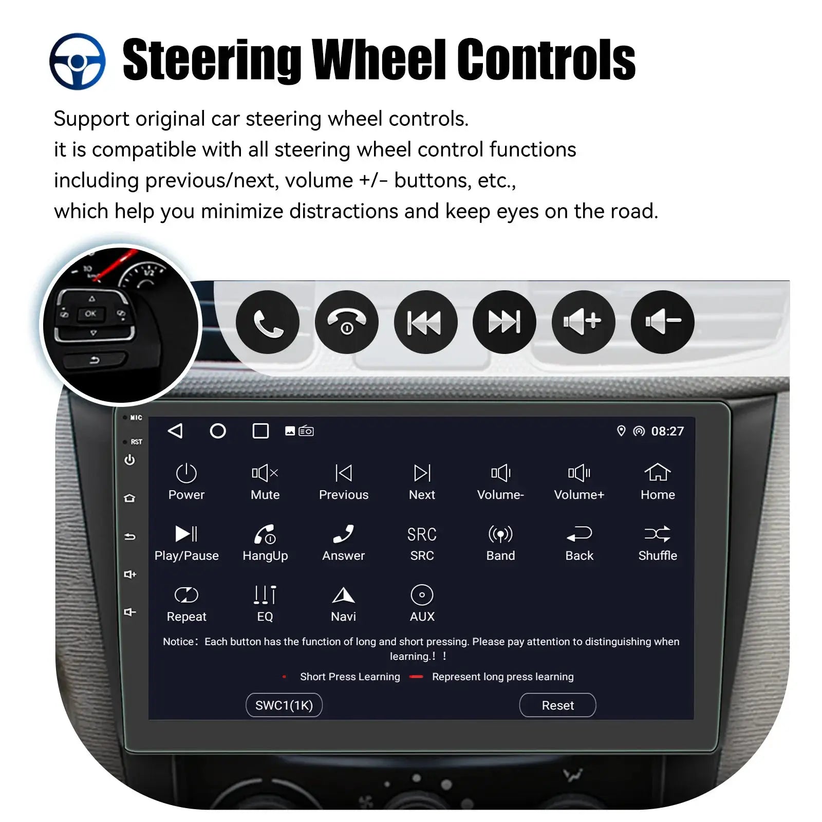 ESSGOO Android 15 wireless CarPlay 2-DIN car stereo with glass touchscreen, GPS, Wi-Fi, Bluetooth