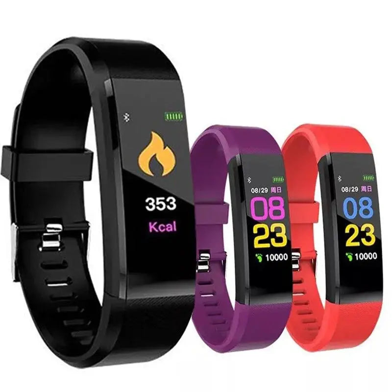 115Plus Bluetooth Smartwatch Fitness Bracelet for iOS and Android Heart Rate Sleep Tracking