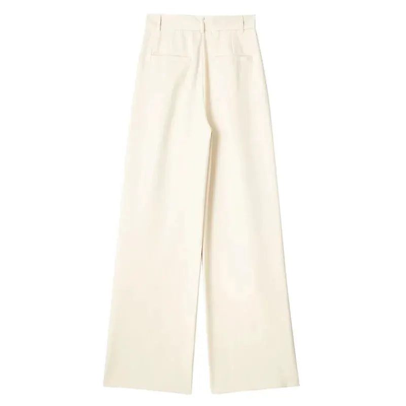 HXAO Women's Striped Grey and Black Wide Leg Formal Pants High Waist Baggy Trousers for Office