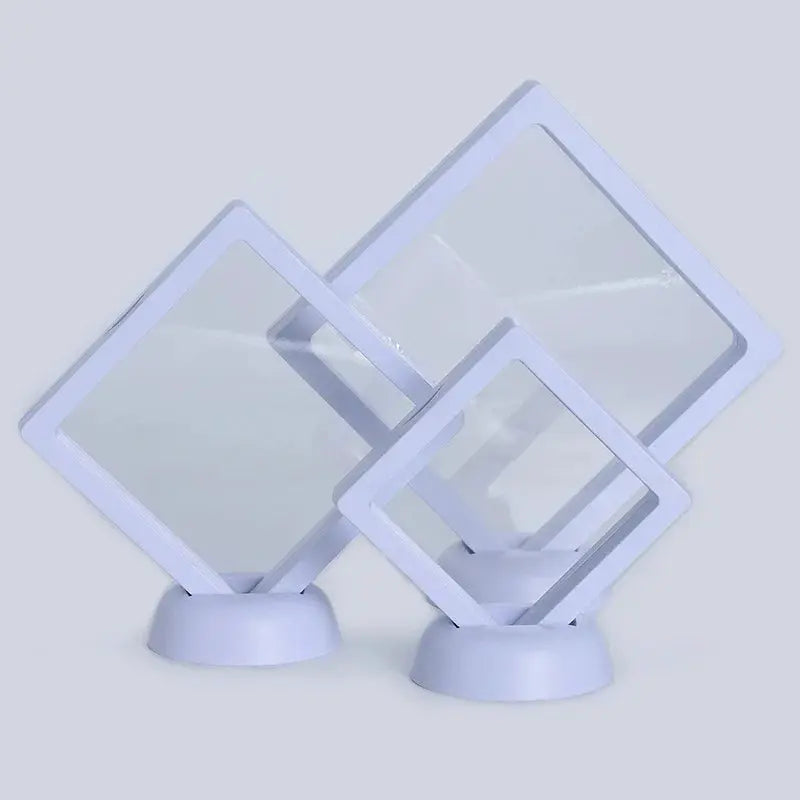 7x7cm 3D Suspension Shadow Box Jewelry Display Stand Ring Pendant Holder Case Presentation