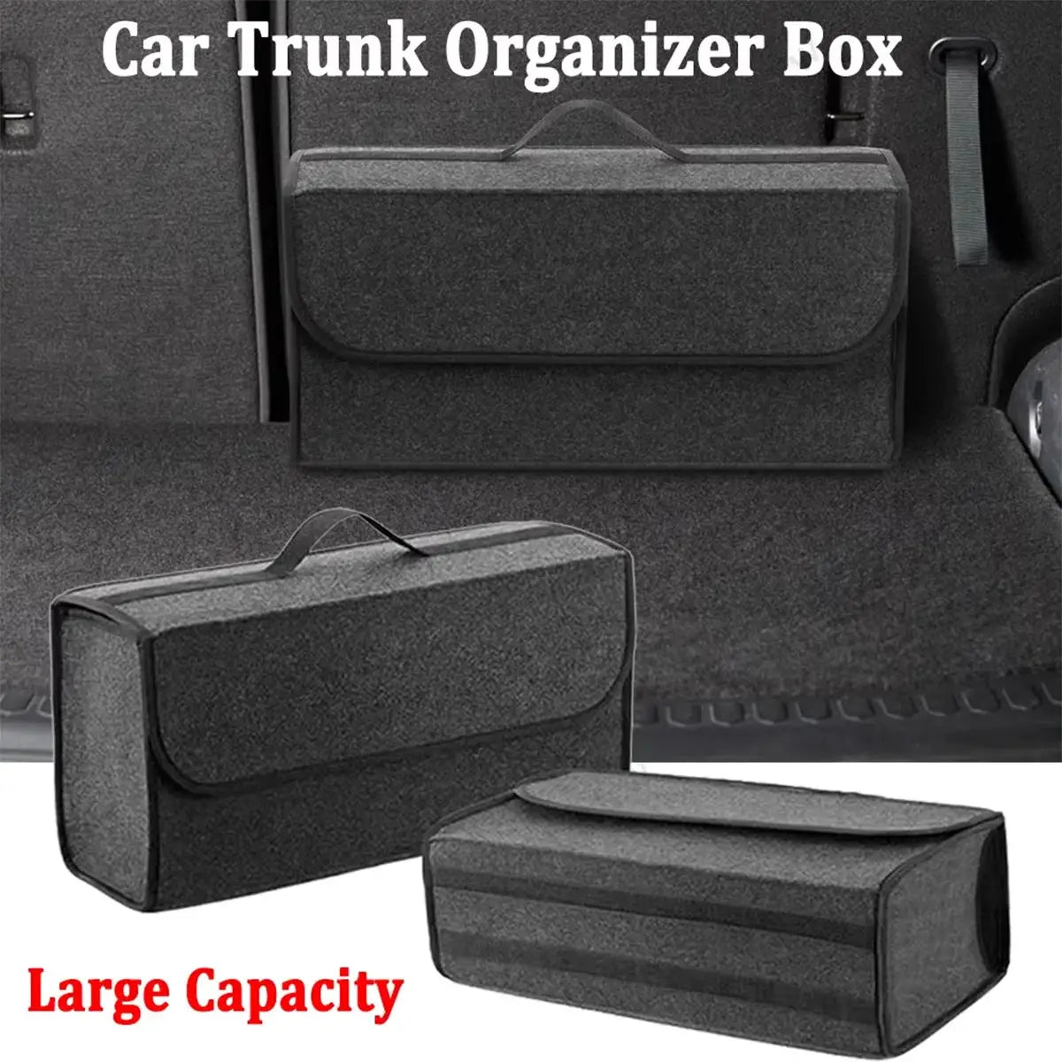 CarViva Car Trunk Organizer Foldable Felt Storage Box Portable Anti Slip Interior Keeps Trunk Neat And Tidy