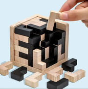 3D Luban Interlocking Cube Puzzle Wooden Educational Toy for Children Brain IQ Development and Early Learning Gift