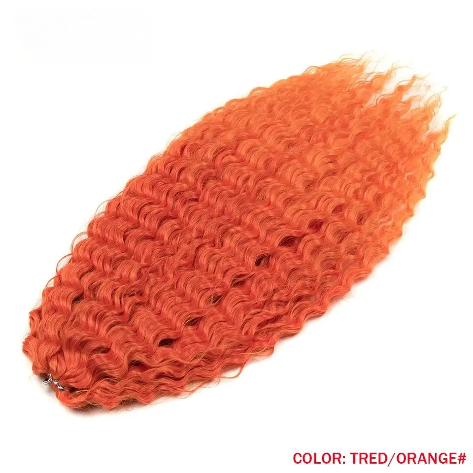 Ariel curl crochet hair extensions, 22in, orange-red synthetic ombre, single bundle