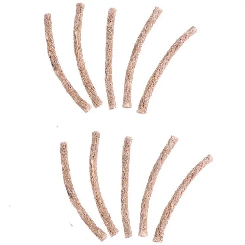 Hemp wick cords for camping, 10-pack, natural brown hemp fire starters.
