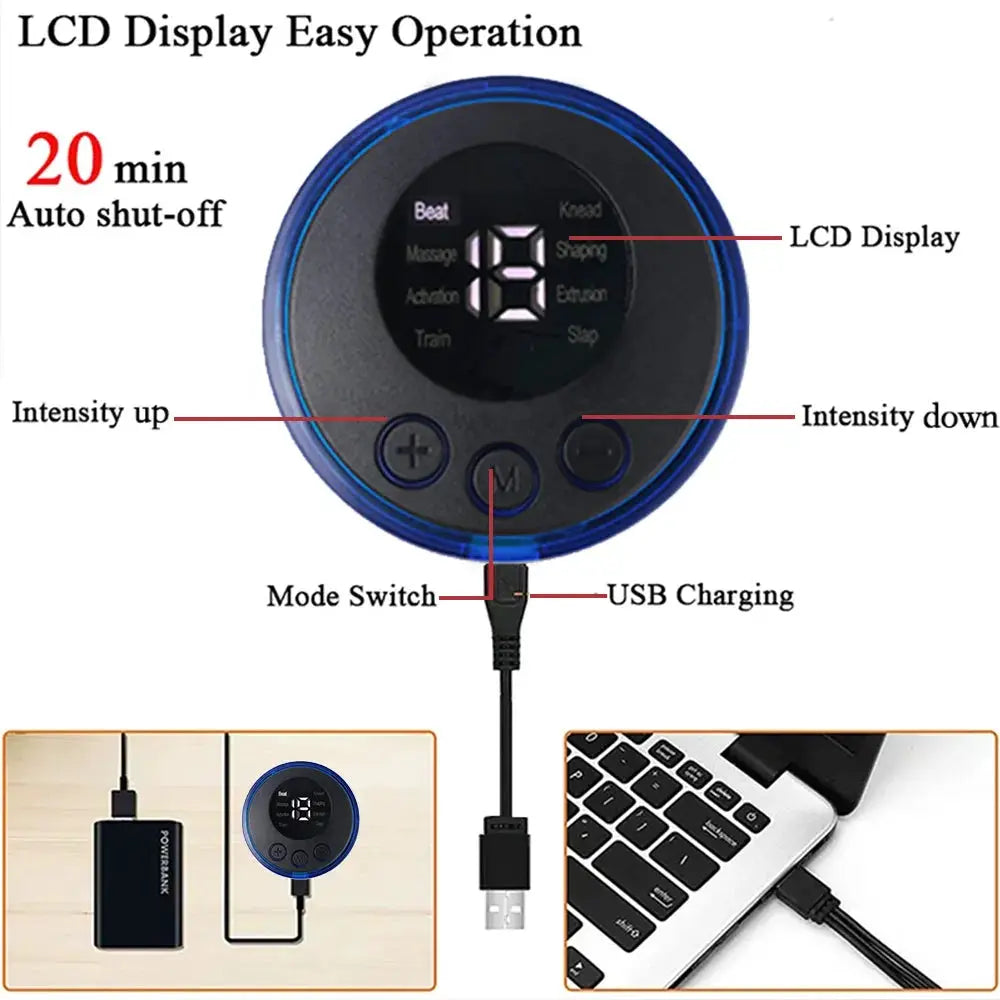 USB Rechargeable EMS Muscle Stimulator Three In One Trainer For Abs Arms And Feet Wireless Fitness Device