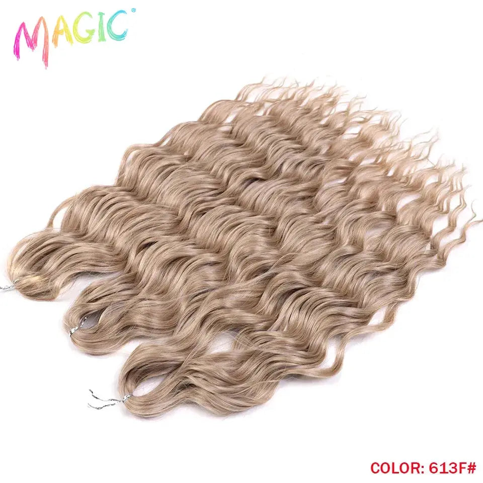 Anna synthetic hair extensions, 24in water-wave braiding, ombre blonde 613F#