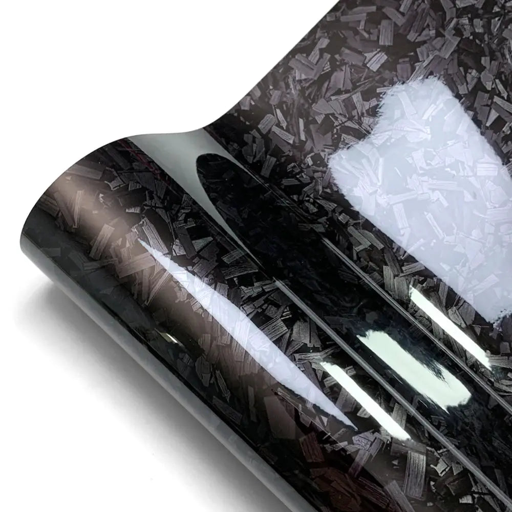 Carbon fiber film glossy black car wrap by Simples Market; forged carbon fiber vinyl, self-adhesive.
