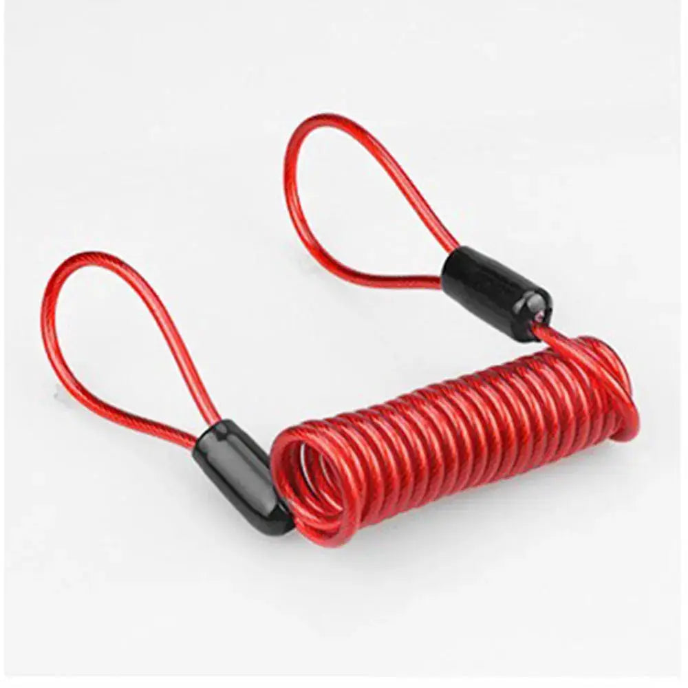 Simples Market red coiled reminder cable for motorcycle security with loop ends