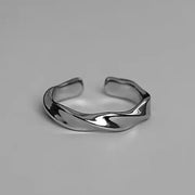 Mobius Wave Ring Silver Alloy Open Ring For Women And Men Retro Minimalist Jewelry Trend Accessory