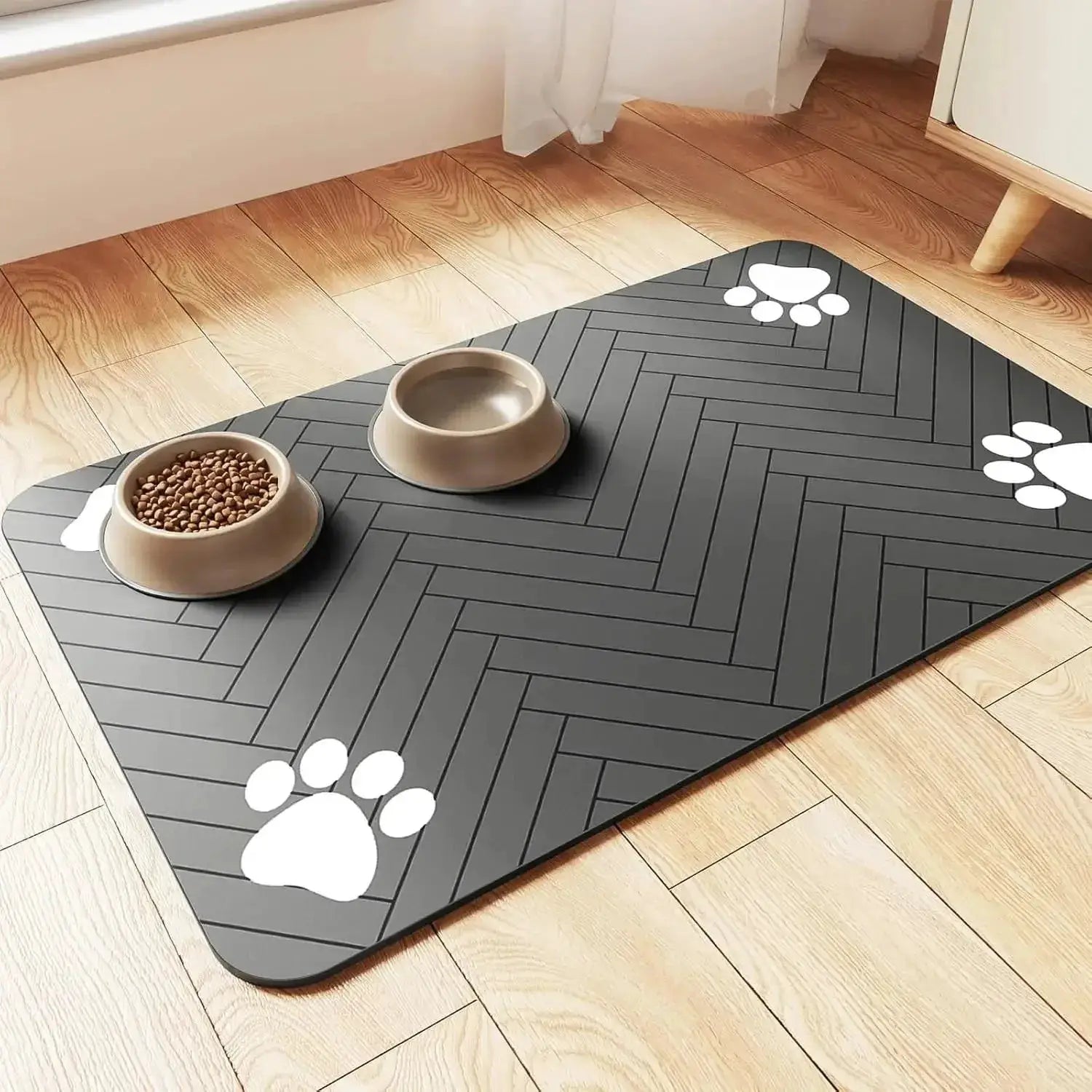 Absorbent Pet Feeding Mat With Waterproof Rubber Backing Non Slip For Dog And Cat Food And Water Bowls Quick Dry