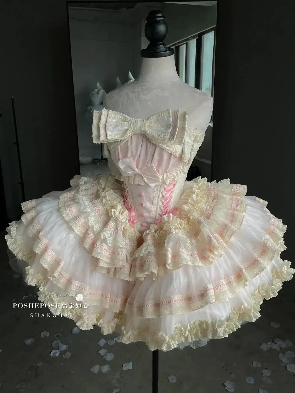 Girls Birthday Lolita Dress Tube Top Satin Bowknot Pettiskirt Mini