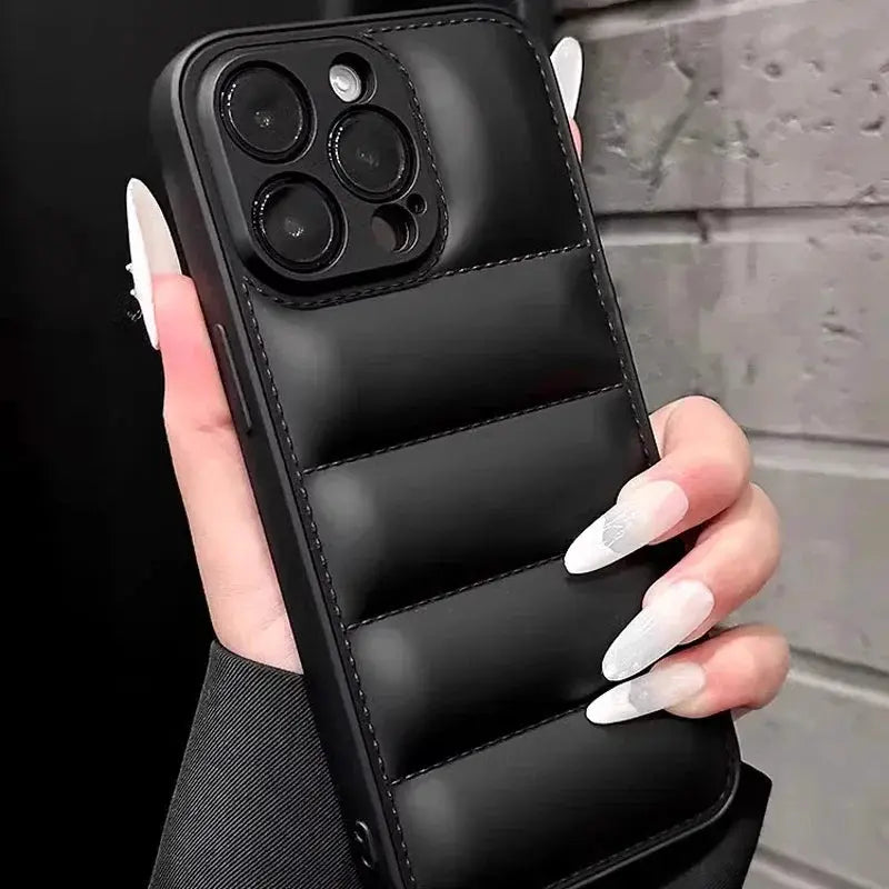AuroraCase Colorful Down Jacket Pattern Silicone Phone Case For iPhone 16 To 11 Pro Max Plus Shockproof Camera Guard