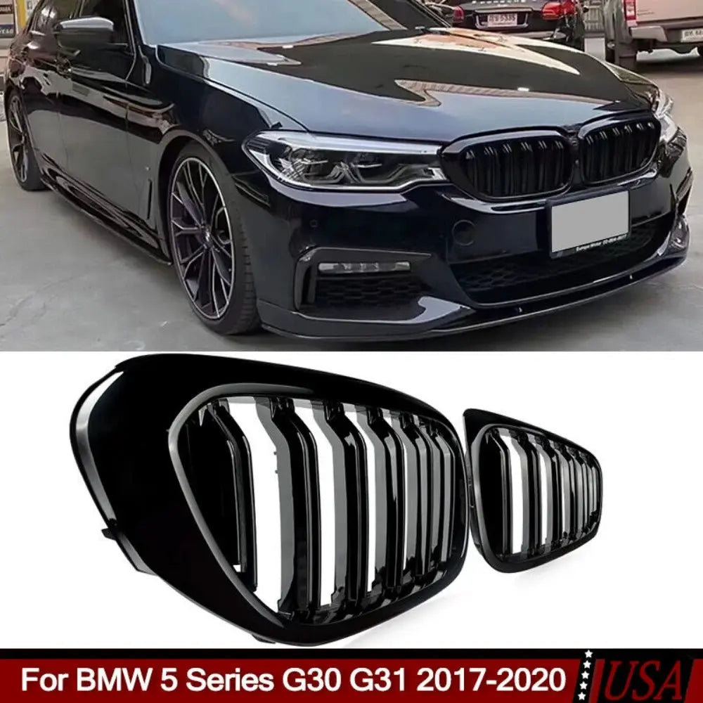 Simples Market BMW 5 Series G30/G31 glossy black double-slat kidney grille pair