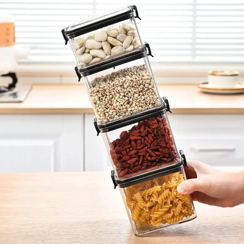 Sealed Jars Kitchen Storage Organizer Set Large Plastic Containers For Grains Spices Pantry Moisture Proof