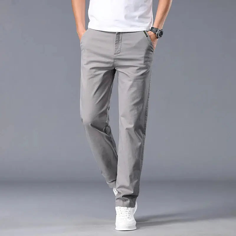 Simples Market men's straight-fit stretch chinos in light gray