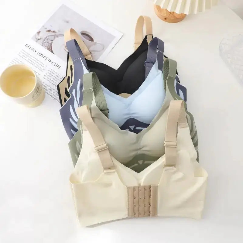 Simples Market multi-pack wireless push-up bras, seamless breathable no-wire lingerie in beige, blue, olive