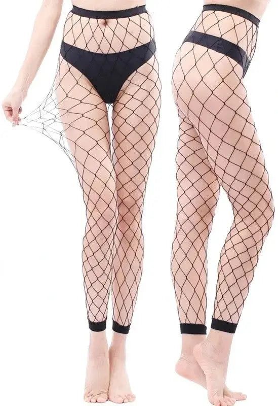VogueWear See Through Nylon Fishnet Ankle Tights For Women With Striped Base Layer Pantyhose For Parties
