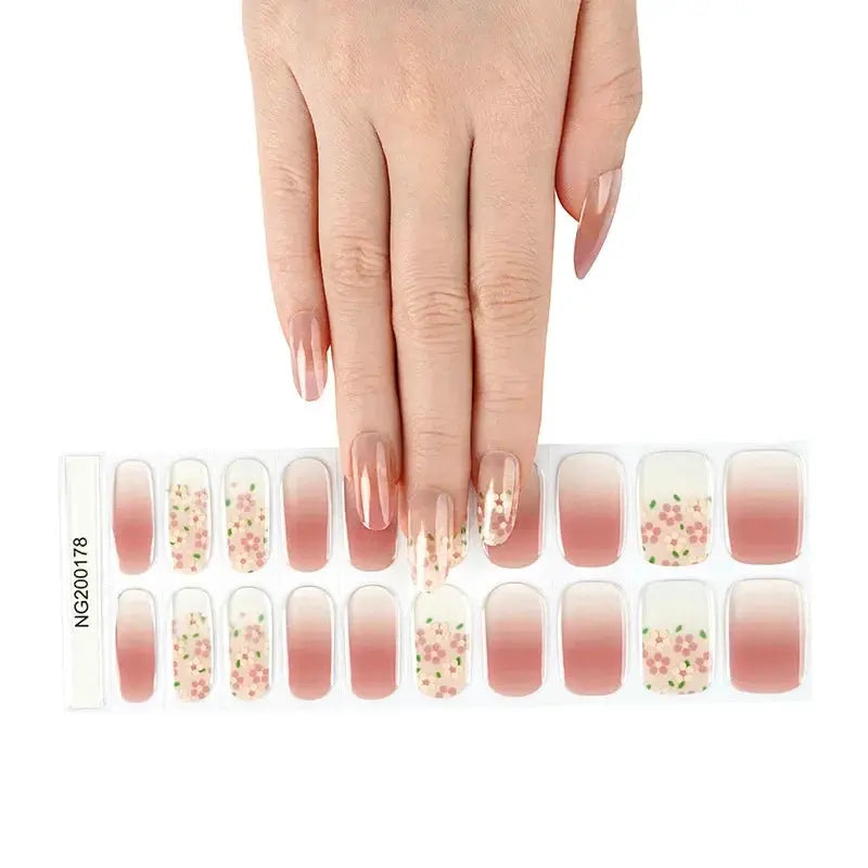NailLux Semi Cured Nail Wraps For 16 To 20 Tips Easy Full Cover Adhesive Press On Nails Gel Finish UV LED Compatible