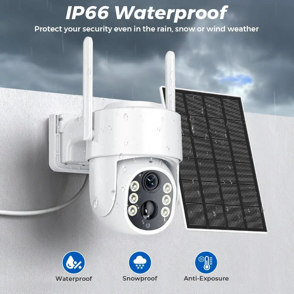 5MP HD Wireless Solar Outdoor WiFi Camera with built-in 7800mAh battery and solar panel by Simples Market