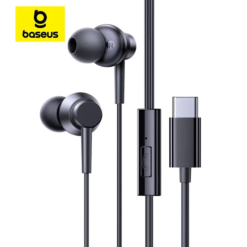 Baseus Encok CZ11 HZ11 Wired Earphones Type C 3.5mm Jack with Mic 10mm Driver Clear Sound and Bass