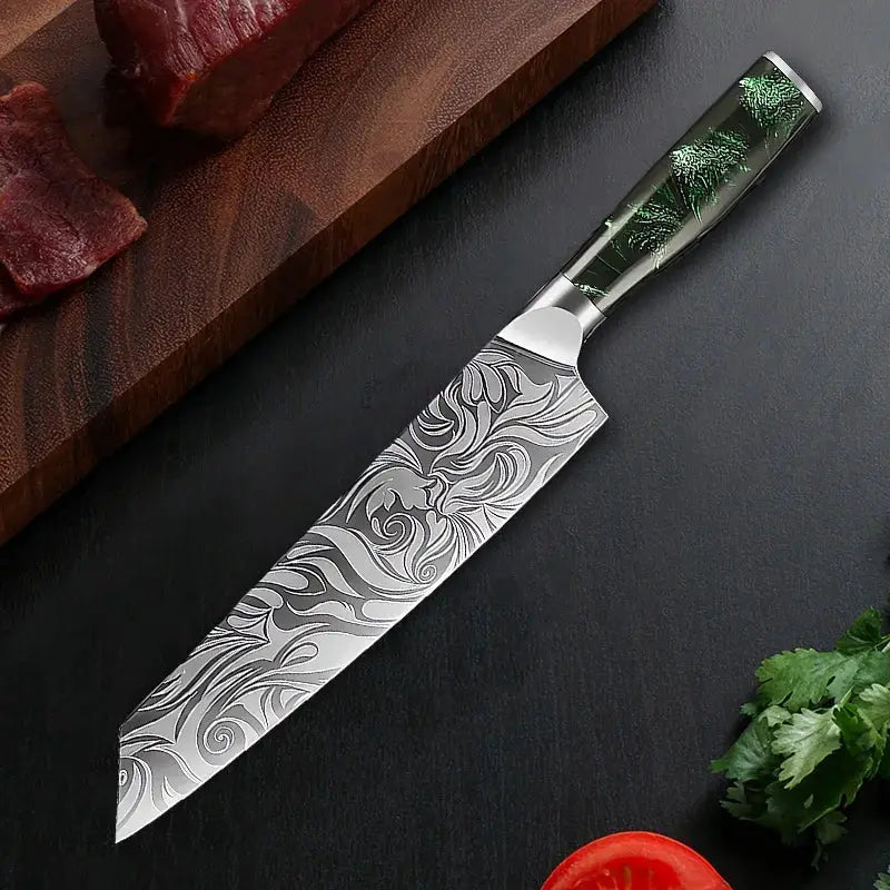 Hikari Japanese Laser Damascus Kitchen Knife Versatile Utility Chef Knife for Meat Fruit Bread Vegetables