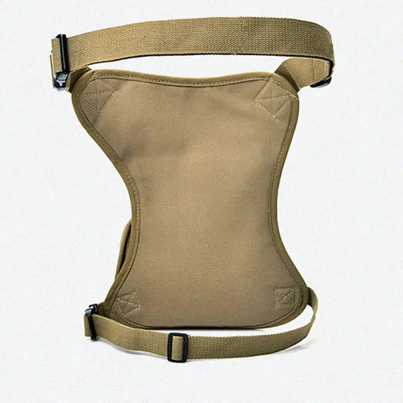Men's canvas fanny pack in tan with adjustable waist belt