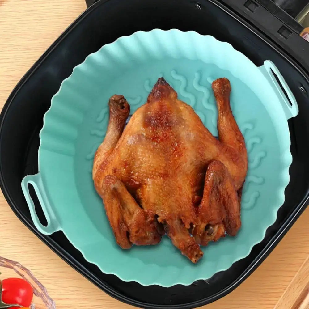 Reusable Air Fryer Silicone Liners Nonstick Food Grade Basket Accessory For Easy Cleanup