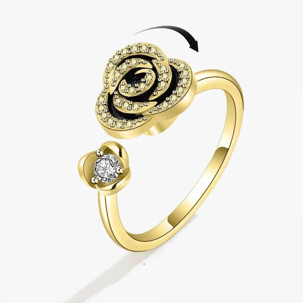 SMJEL Fidget Spinner Ring for Women Crystal Flower Eye Butterfly Animal Motifs Stress Relief Wedding Jewelry