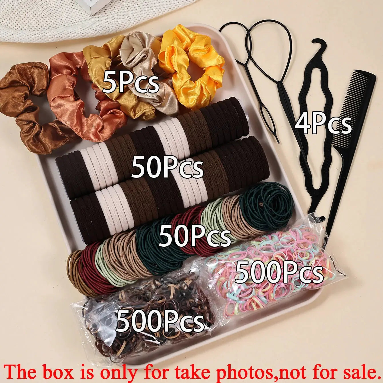 1109 Piece Women Hair Accessories Set For Dark Hair Elastic Seamless Ponytail Scrunchies Small Rubber Bands Headbands