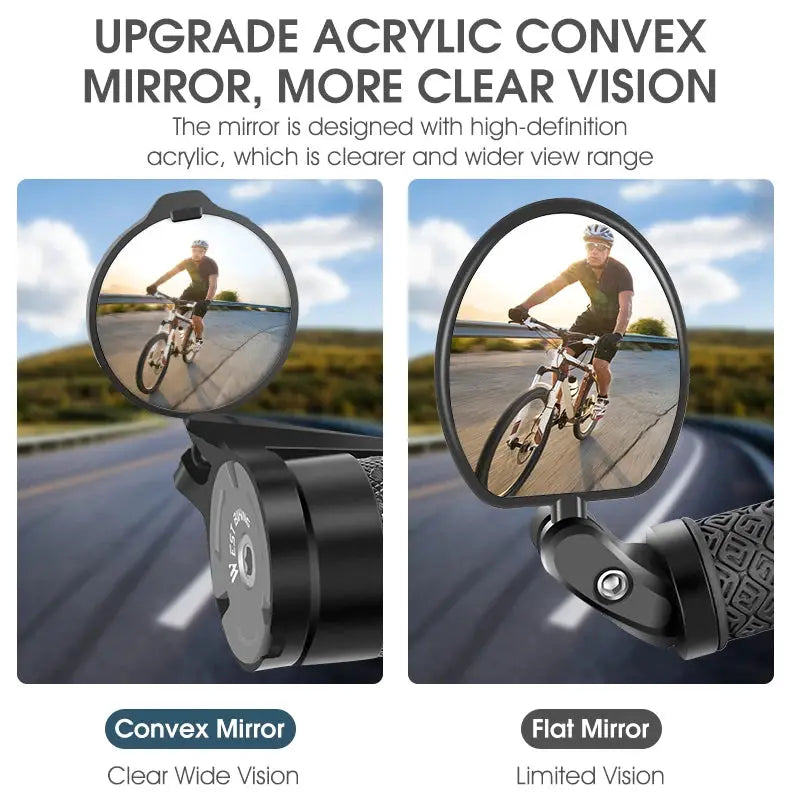 West Biking Universal Bike Rearview Mirror Adjustable Convex Mirror Rotating Handlebar End MTB Road Bike Accessory
