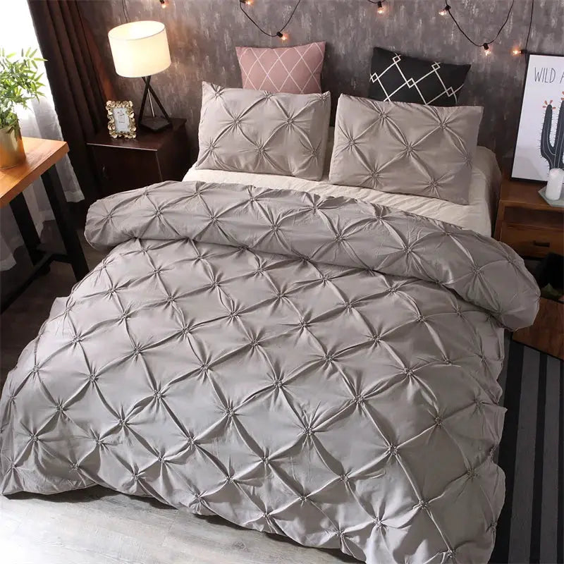 Queen gray tufted comfort set 3 pieces with duvet cover and pillowcases by Simples Market